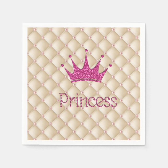 Guardanapo De Papel Pérolas Charmosas e Elegantes, Tiara, Princesa, Br (Frente)