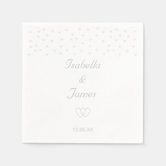 Guardanapo De Papel Pérolas Chiques em Casamento Branco (Frente)