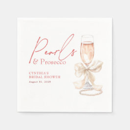 Guardanapo De Papel Pérolas de Laço Branco & Prosecco Bege Chás de Noi