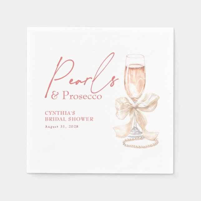Guardanapo De Papel Pérolas de Laço Branco & Prosecco Bege Chás de Noi (Frente)