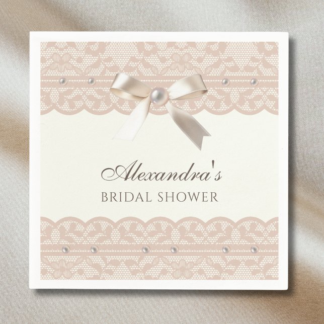 Guardanapo De Papel Pérolas de Marfim Antigas com Laço de Cetim para C (Criador carregado)