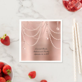 Guardanapo De Papel Pérolas de Ouro Rosa Personalizadas com Diamantes 