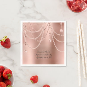 Guardanapo De Papel Pérolas de Ouro Rosa Personalizadas com Diamantes
