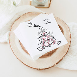 Guardanapo De Papel Pérolas Desenhadas Mão e Chá de panela Prosecco Na