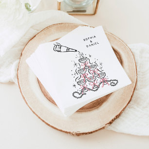 Guardanapo De Papel Pérolas Desenhadas Mão e Chá de panela Prosecco Na
