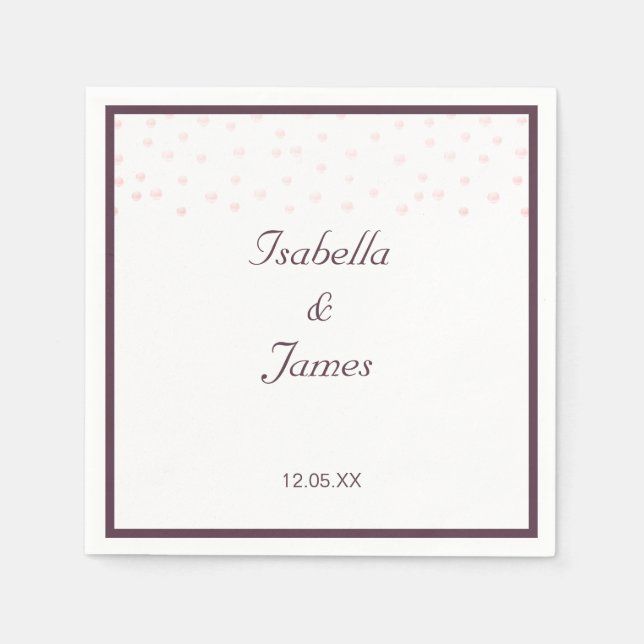 Guardanapo De Papel Pérolas Dourado Rosa Casamento (Frente)