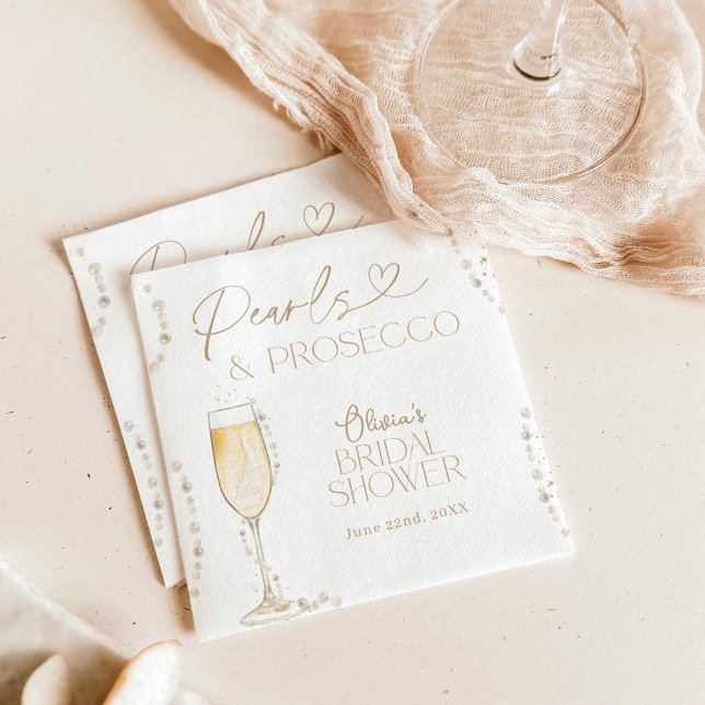 Guardanapo De Papel Pérolas e Chá de panela Prosecco, Brunch e Bubble (Criador carregado)