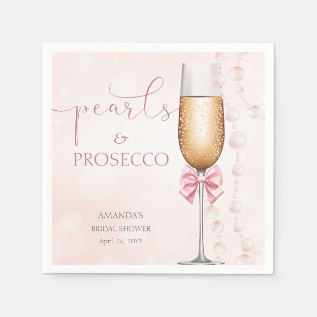 Guardanapo De Papel Pérolas e Chá de panela Rosa Prosecco (Frente)