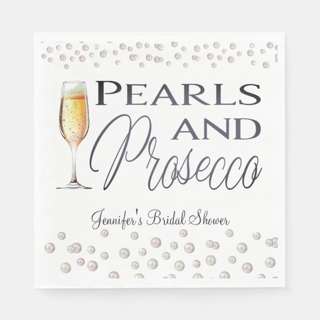 Guardanapo De Papel Pérolas e Prosecco Chá de Noiva (Frente)