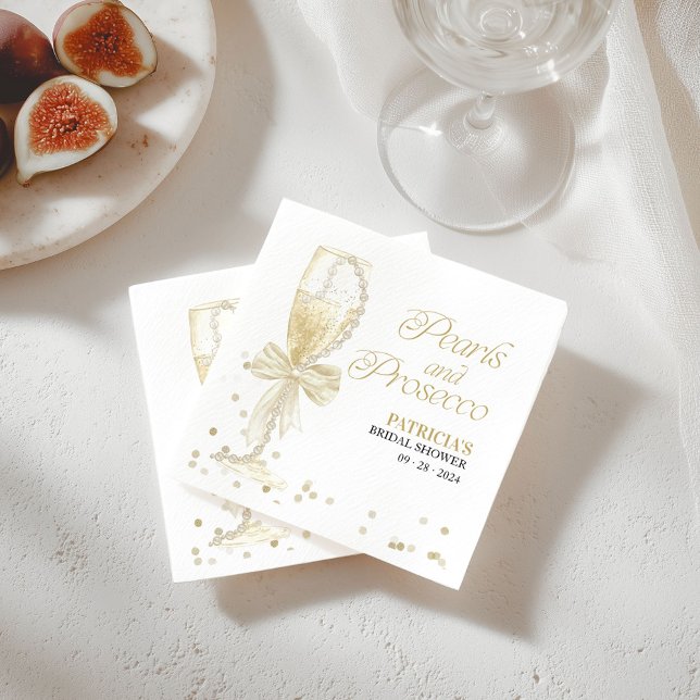 Guardanapo De Papel Pérolas e Prosecco Chá de Noiva (Criador carregado)