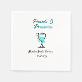 Guardanapo De Papel Pérolas e prosecco chá de noiva azul preto nome 