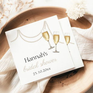 Guardanapo De Papel Pérolas e prosecco Festa de noivado elegante