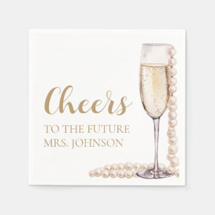 Guardanapo De Papel Pérolas e Prosecco Futuro Sra. Chá de panela