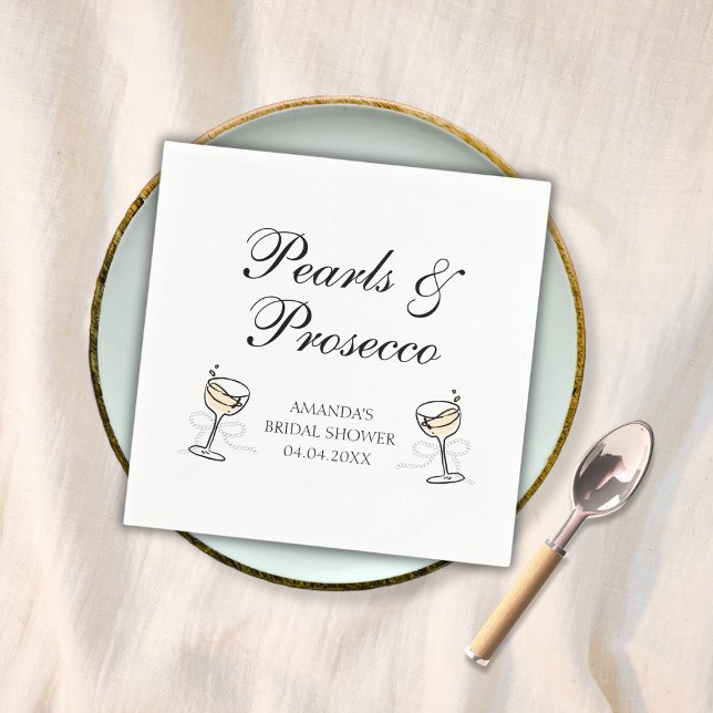 Guardanapo De Papel Pérolas & Prosecco Chá de Noiva Elegante (Pearls & Prosecco Elegant Bridal Shower Napkins)