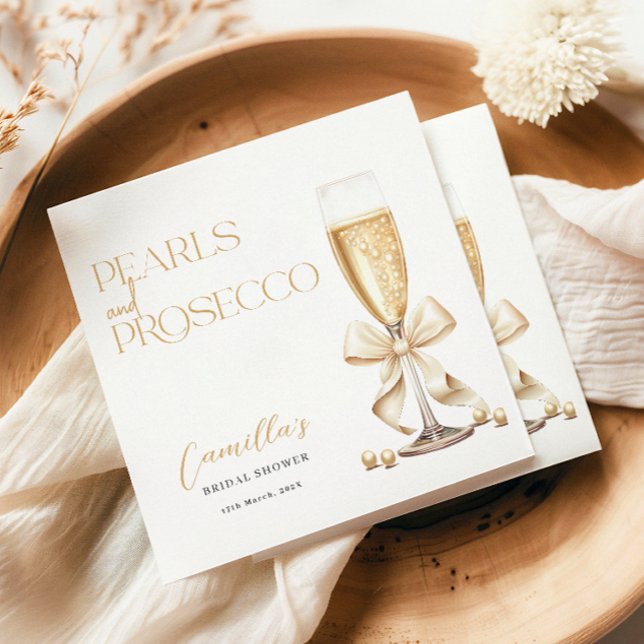 Guardanapo De Papel Pérolas & Prosecco Dourado Convite de Noivado Mini (Criador carregado)