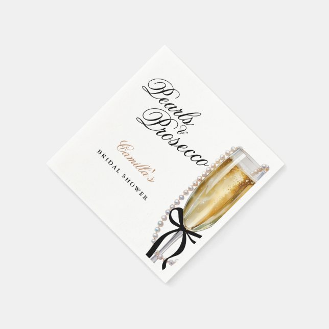 Guardanapo De Papel Pérolas & Prosecco Laço Preto Chá de Noiva (Canto)