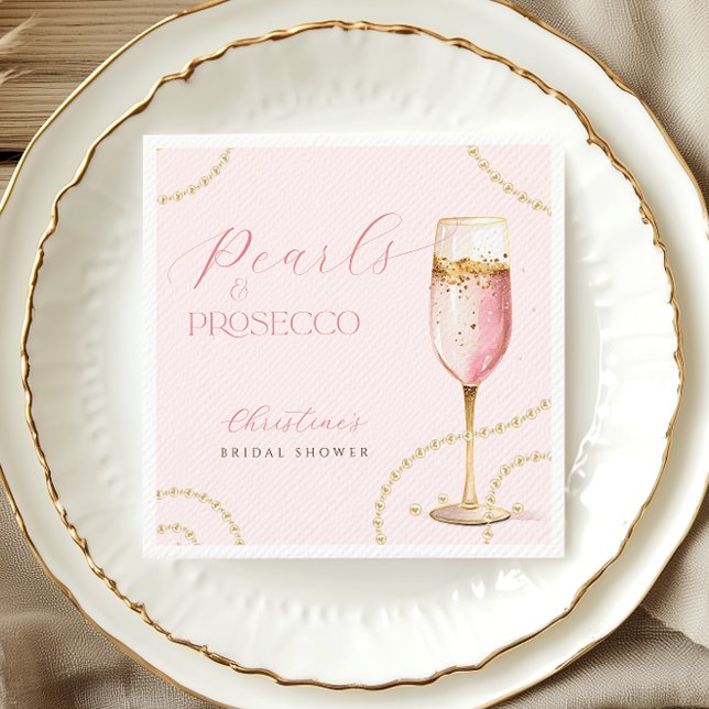 Guardanapo De Papel Pérolas Prosecco Rosa Dourado Chá de Noiva (Criador carregado)