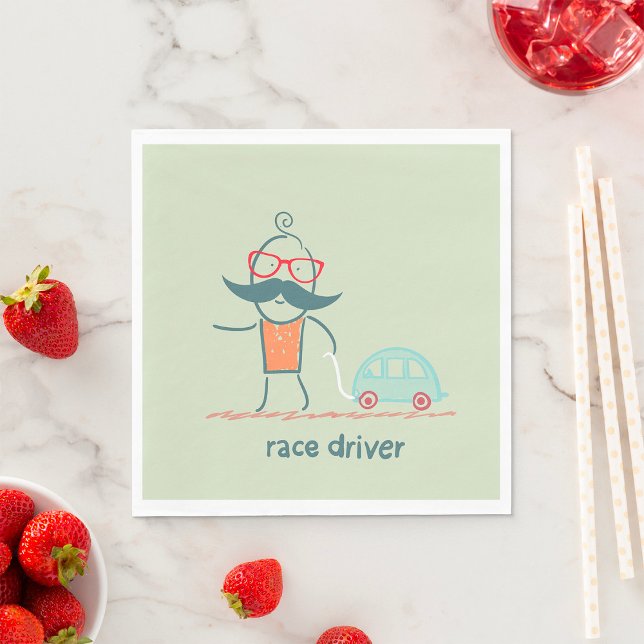 Guardanapo De Papel Personagem Bigode de Piloto de Corrida Engraçado (Criador carregado)