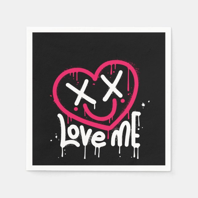 Guardanapo De Papel personagem cardíaco com olhos mortos e sorriso pul (Frente)