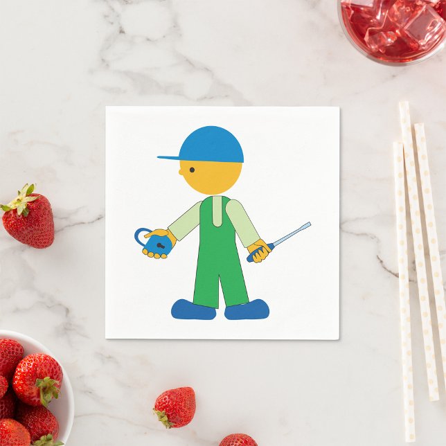 Guardanapo De Papel Personagem de Serralheiro com Chave e Chave de Fen (Criador carregado)