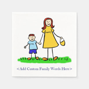 Guardanapo De Papel Personagens da Família Mãe e Filho Personalizado