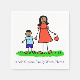 Guardanapo De Papel Personagens da Família Mãe e Filho Personalizados