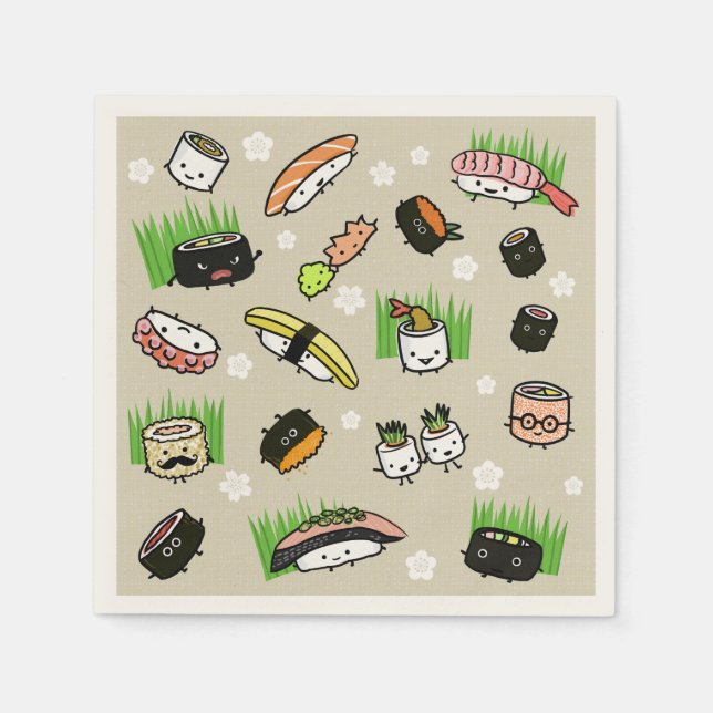 Guardanapo De Papel Personagens de Sushi (Frente)
