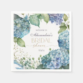 Guardanapo De Papel Personalise Bridal Shower Blue Hydrangeas Welcome