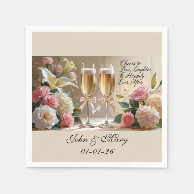 Guardanapo De Papel Personalised Wedding Napkins-Happily Ever After (Frente)
