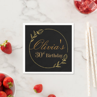 Guardanapo De Papel Personaliza Aniversário com Moldura Dourada