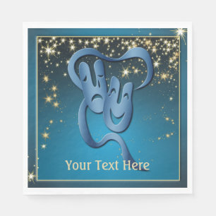 Guardanapo De Papel Personalização da Máscara Azul de Teatro Comédia T