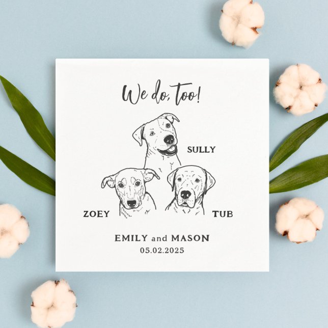 Guardanapo De Papel Personalização de Casamento de Pet de 3 Cachorros  (Criador carregado)