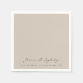 Guardanapo De Papel Personalização de Casamento de Script Beige Taupe 
