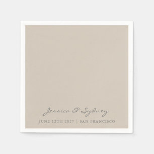 Guardanapo De Papel Personalização de Casamento de Script Beige Taupe