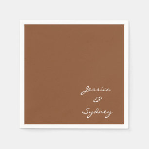 Guardanapo De Papel Personalização de Casamento de Script Sienna Brown