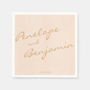 Guardanapo De Papel Personalização de Casamento Dourado de Script Boho
