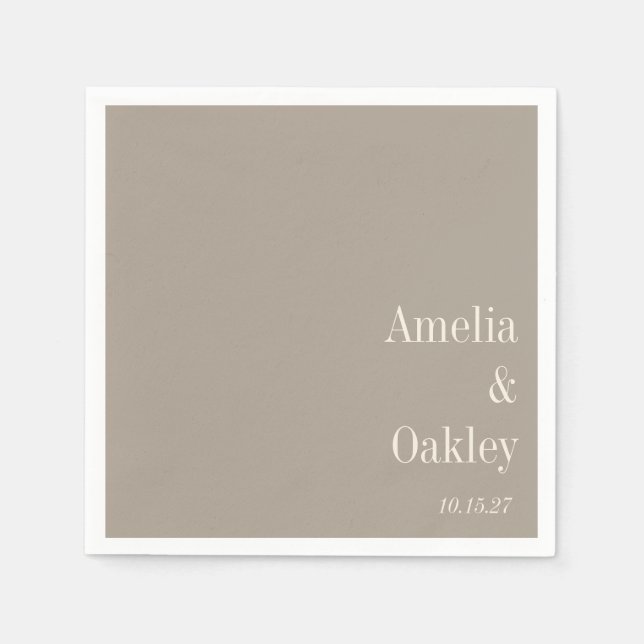Guardanapo De Papel Personalização De Casamento Elegante De Taupe Brow (Frente)