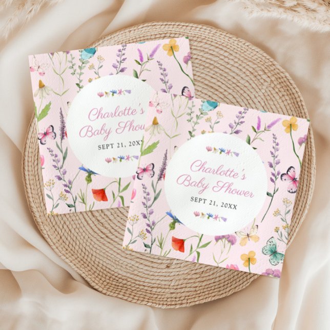 Guardanapo De Papel Personalização de Chá de fraldas para Garota Rosa  (Criador carregado)