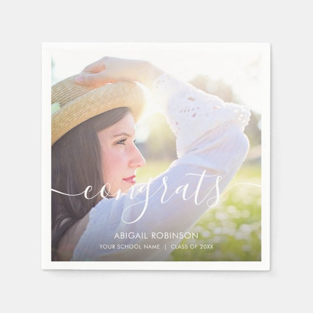 Guardanapo De Papel Personalização de Foto de Graduação de Parabéns de (Frente)