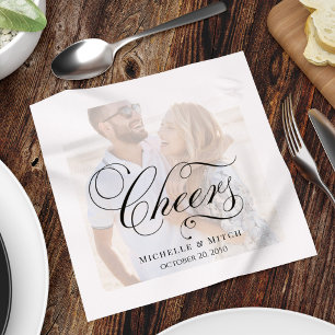 Guardanapo De Papel Personalização do Casamento de Fotos de Script Ele