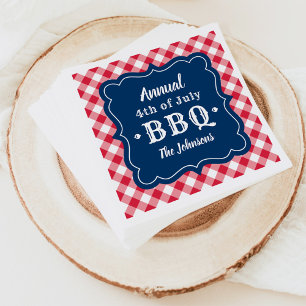 Guardanapo De Papel Personalização do Marinho Vermelho Gingham em 4