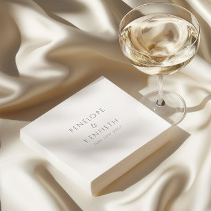 Guardanapo De Papel Personalização Simples de Casamento Branco Moderno