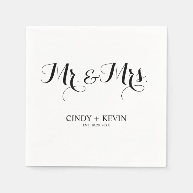 Guardanapo De Papel Personalizada Caligrafia Sr. e Sra. Wedding Paper (Frente)