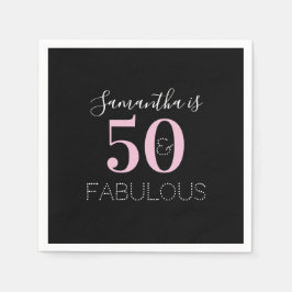Guardanapo De Papel Personalizado 50 e fabuloso aniversário rosa preto
