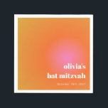 Guardanapo De Papel Personalizado Bat Mitzvah Único com Gradiente Lara<br><div class="desc">Gradiente Cor-de-Rosa Laranja Retroversa,  Bat Único Mitzvah Personalizado Napkins</div>