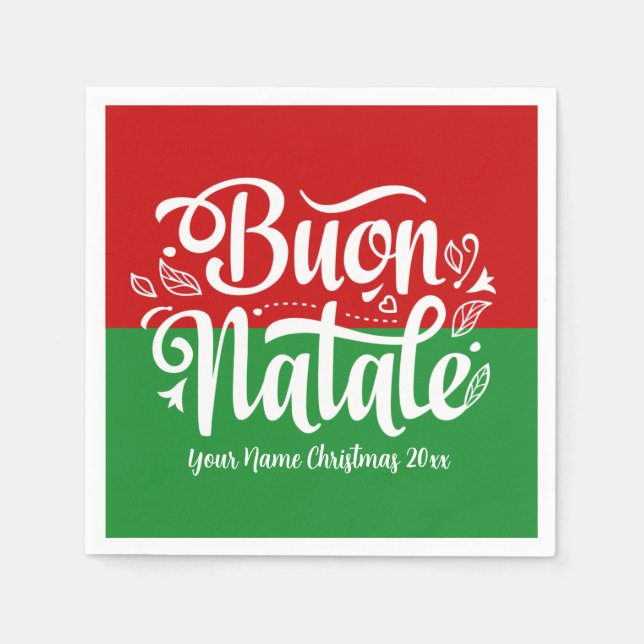 Guardanapo De Papel Personalizado Buon Natale italiano Feliz Natal (Frente)