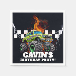 Guardanapo De Papel Personalizado Com Caminhão De Monstros Retro De No