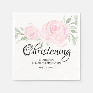 Guardanapo De Papel Personalizado cora o batismo do rosa do rosa