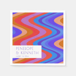 Guardanapo De Papel Personalizado De Casamento Roxo Azul-Brilhante