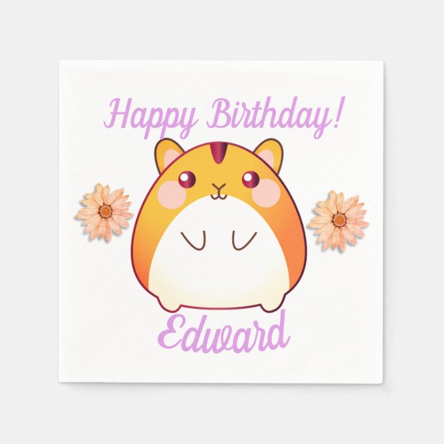 Guardanapo De Papel Personalizado de Hamster Kawaii Cute (Frente)